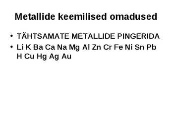 Metallid konspekt #12