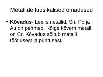 Metallid konspekt #5