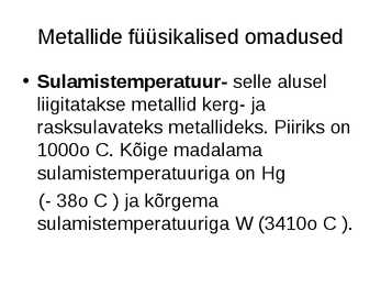 Metallid konspekt #6