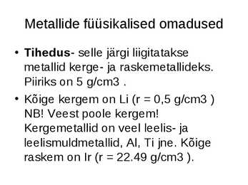 Metallid konspekt #7