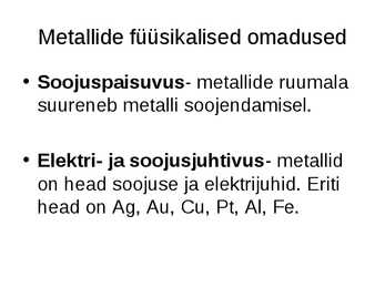 Metallid konspekt #8