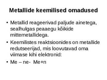 Metallid konspekt #10