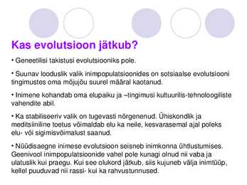 Inimese evolutsiooni jätkumise võimalikkusest #5