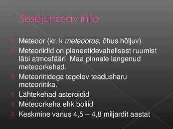 Meteoriidid - Powerpoint #2