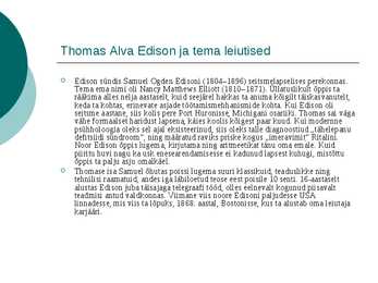 Thoman Alva ja tema ülesanded #3