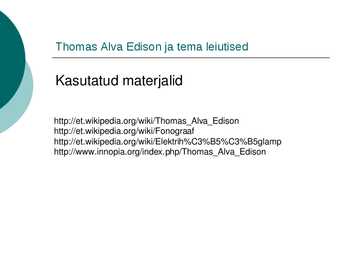 Thoman Alva ja tema ülesanded #10