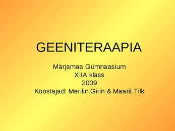 Põhjalik geeniteraapia Powerpoint