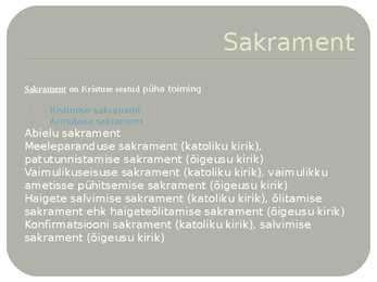 Sakramendid ja ristimine