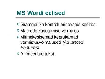 MS Wordi ja Open Office Writeri võrdlus #8