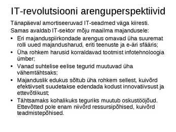 Uus-teadmistepõhine majandus #26