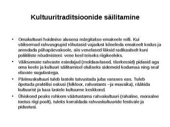 Vähemusrahvuste kultuuri väljundid ja võimalused EV-s #6