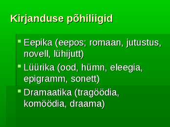 Lühiülevaade žanritest #3
