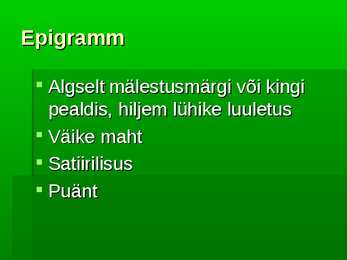 Lühiülevaade žanritest #7
