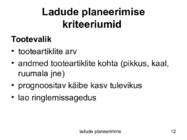 Ladude planeerimine #12