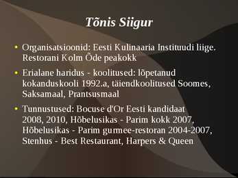 Kuulsad kokad välismaalt ja Eestist #8