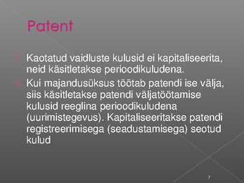 Immateriaalse põhivara arvestus #7