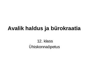 Avalik haldus ja bürokraatia