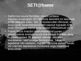 Maavälise elu otsingud-SETI programmi ülevaade #8