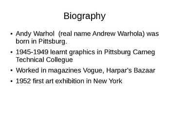 Andy Warhol esitlus inglise keelne #2