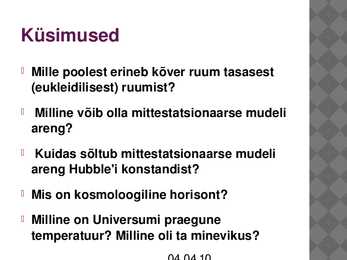 Einsteini-Friedmanni kosmoloogia #2