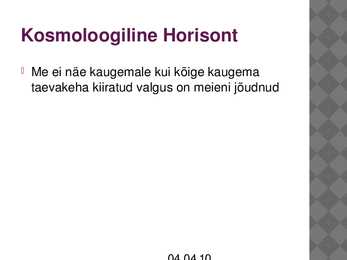 Einsteini-Friedmanni kosmoloogia #7