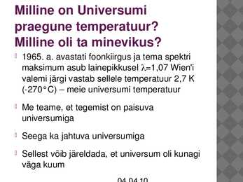 Einsteini-Friedmanni kosmoloogia #8