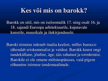 Barokk - pärisbarokk #2