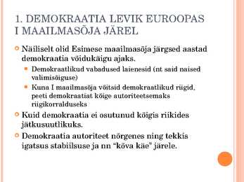 Demokraatlikud riigid kahe maailmasõja vahel #2