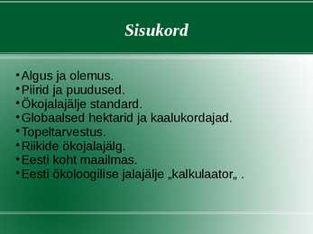 Ökoloogiline jalajälg- eluviisi jätkusuutlikkuse näidik #2