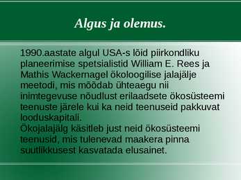 Ökoloogiline jalajälg- eluviisi jätkusuutlikkuse näidik #3