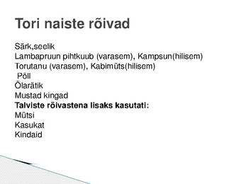 Tori kihelkonna naiste rahvarõivad #3