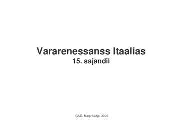 Renessanssi sünd Itaalias #5