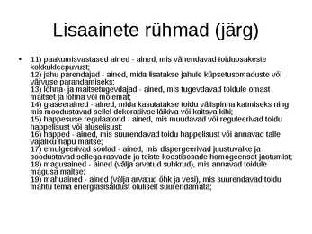 Toidu lisaained #7