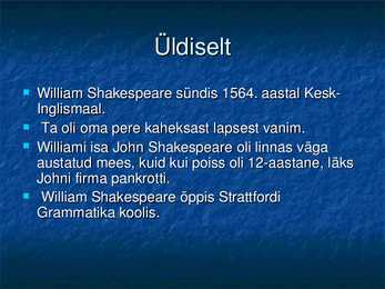 William Shakespeare perekond-karjäär-teosed #2