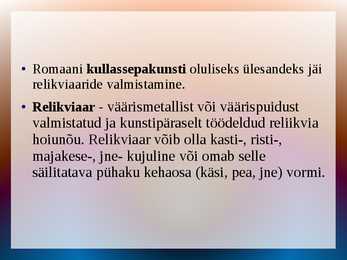 Romaani stiili kujutav ja tarbekunst #6