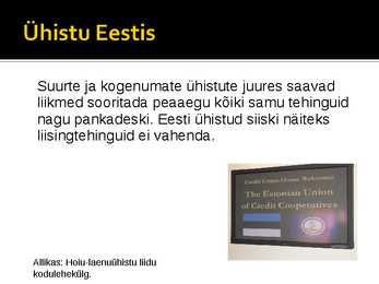 Kas Eesti turul on ruumi laenu-hoiuühistutele #5