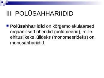 Süsivesikud #11