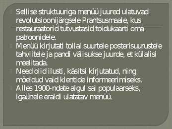 Menüü ajalugu #8