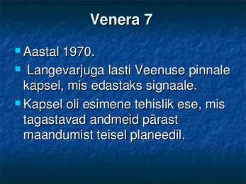 VEENUSE UURIMINE KOSMOSEAPARAATIDE ABIL #25