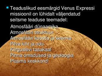 VEENUSE UURIMINE KOSMOSEAPARAATIDE ABIL #66