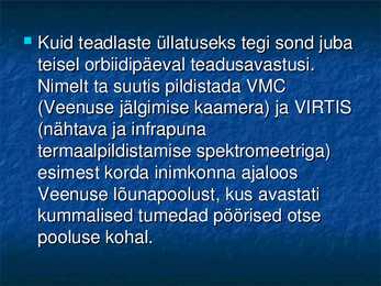 VEENUSE UURIMINE KOSMOSEAPARAATIDE ABIL #70