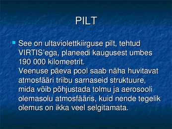 VEENUSE UURIMINE KOSMOSEAPARAATIDE ABIL #84