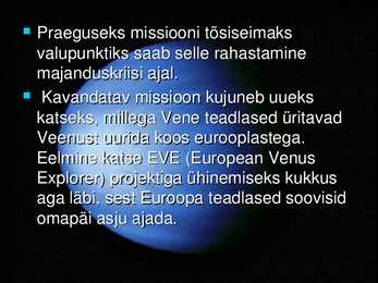 VEENUSE UURIMINE KOSMOSEAPARAATIDE ABIL #92