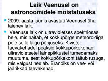 VEENUSE UURIMINE KOSMOSEAPARAATIDE ABIL #94