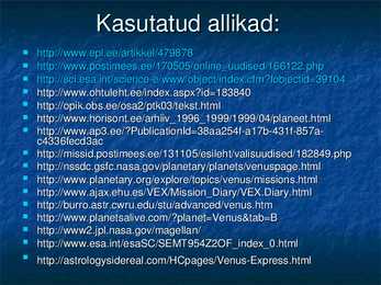 VEENUSE UURIMINE KOSMOSEAPARAATIDE ABIL #98