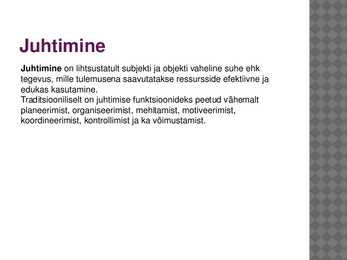 Juhtimine ja ettevõtlus #13