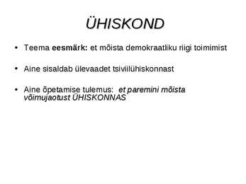 Ühiskond ja võimujaotus #2