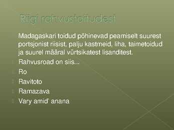 Madagaskari tutvustus ja rahvustoidud-täiendatud #5