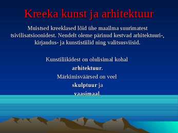 Kreeka kunst ja arhitektuur #2