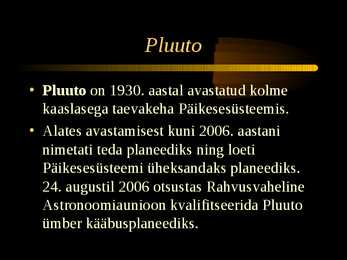 Planeet Pluuto iseloomustus #2